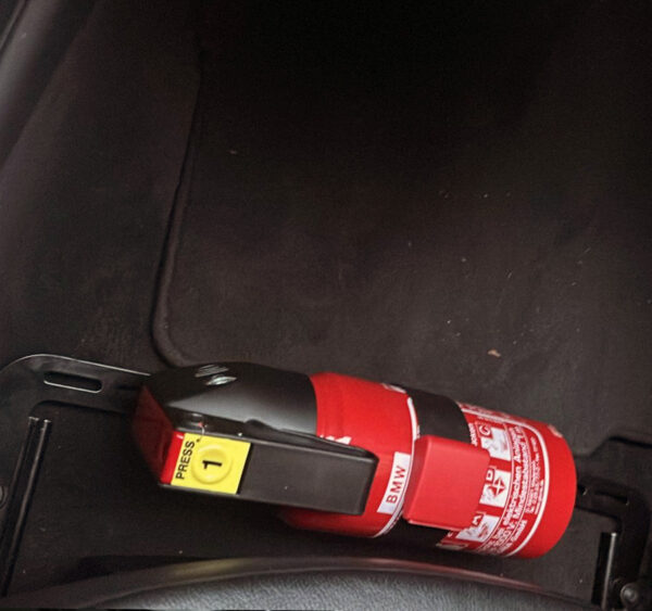 thumbnail interactive-video image 1 of Kap Industries BMW Fire Extinguisher Bracket - Dry Chemical Extinguisher Mount 1 of 5